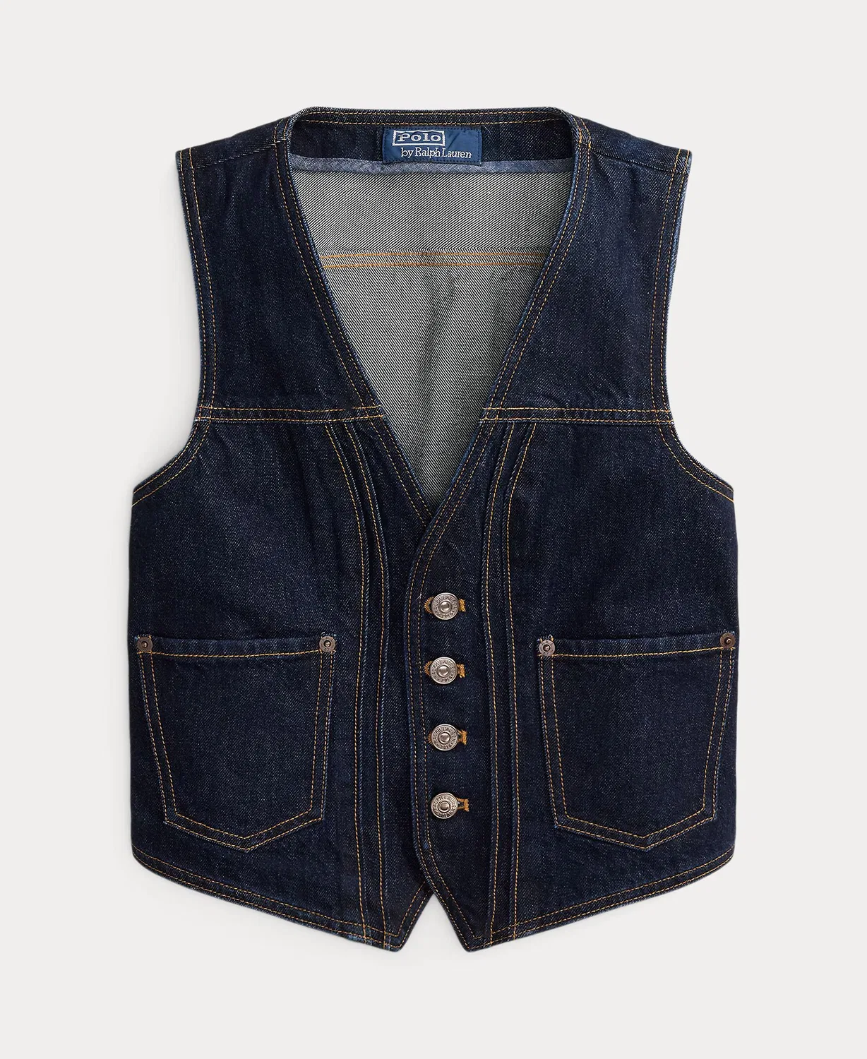 Женский жилет из хлопка, Denim, Polo Ralph Lauren, темно-синий — фото 4