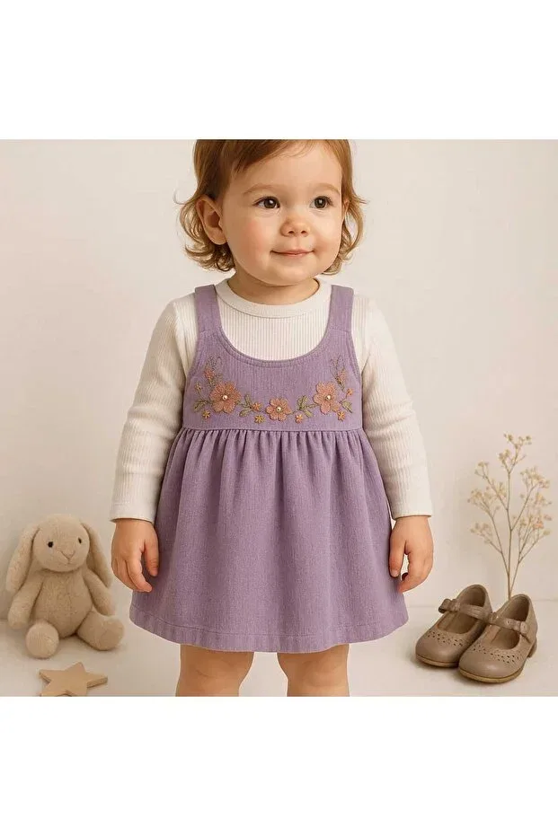 Детское платье для девочек из вельвета Tosyalı Burak Bebe, Lilac