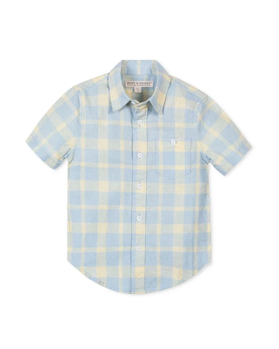 Детская рубашка с коротким рукавом из льна Sunlit Plaid Hope & Henry, Sunlit Plaid