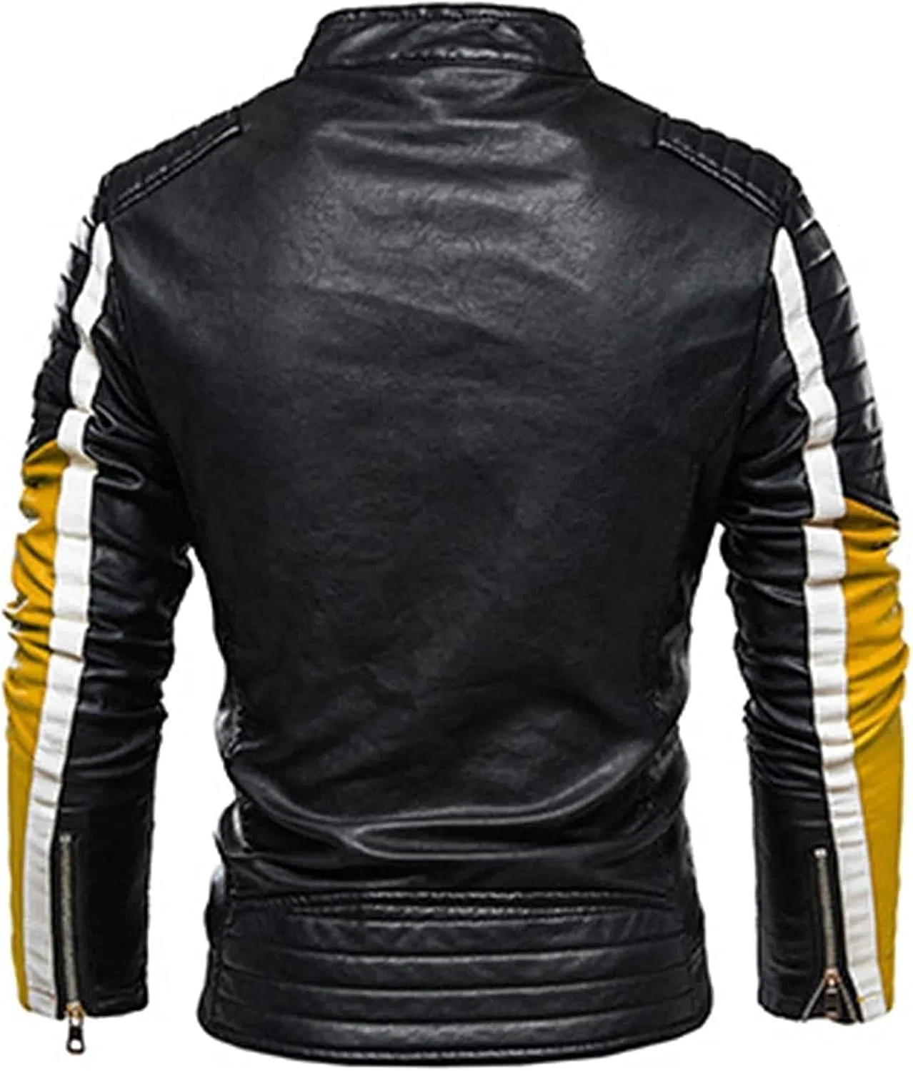 Мужская куртка-косуха с принтом, Motorcycle Biker Jacket, жёлтый — фото 2