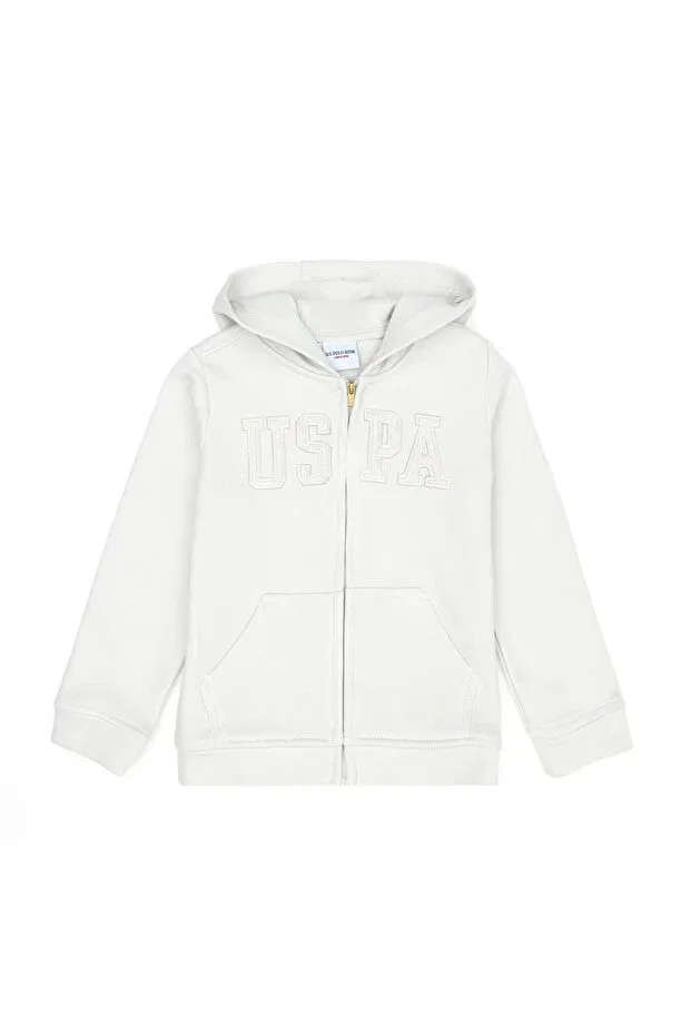 Детское худи на молнии для девочек Basic U.S. Polo Assn., Stone