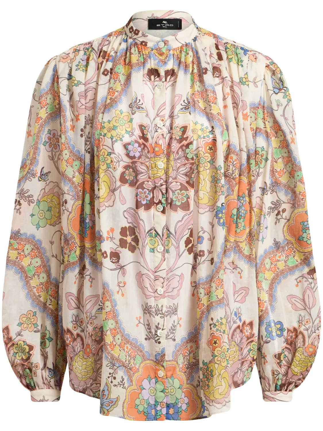 Хлопковая рубашка с плиссировкой ETRO, нейтральный