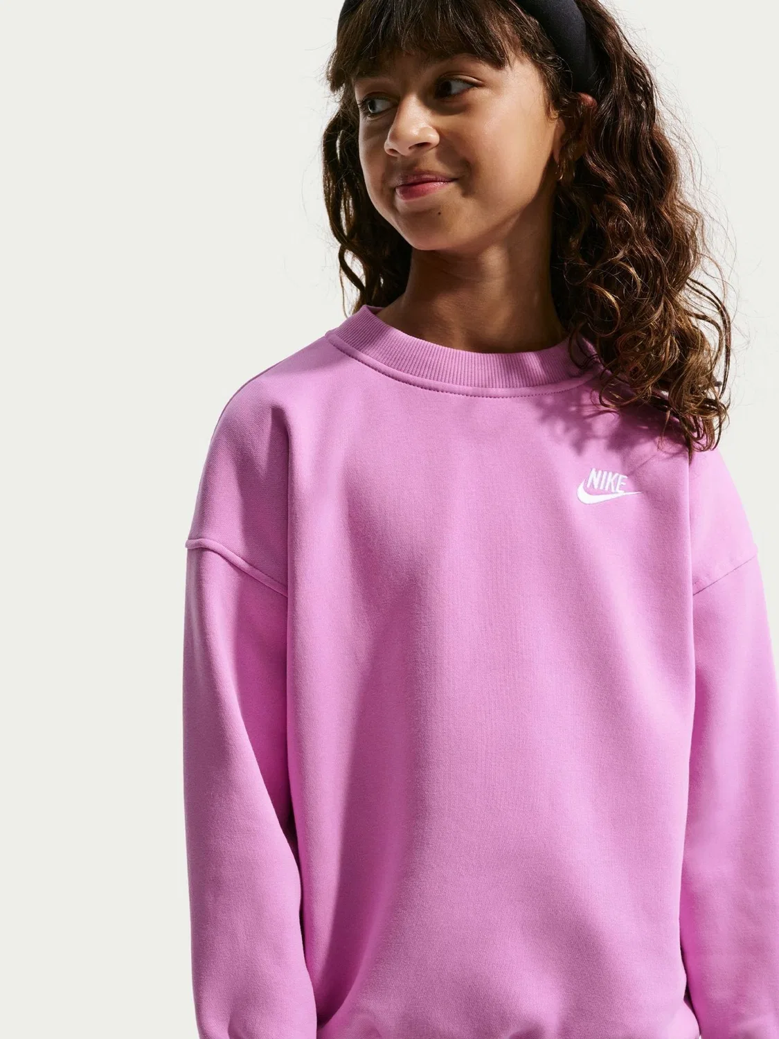 Свитшот оверсайз Nike Club Fleece, Magenta Pink — фото 3