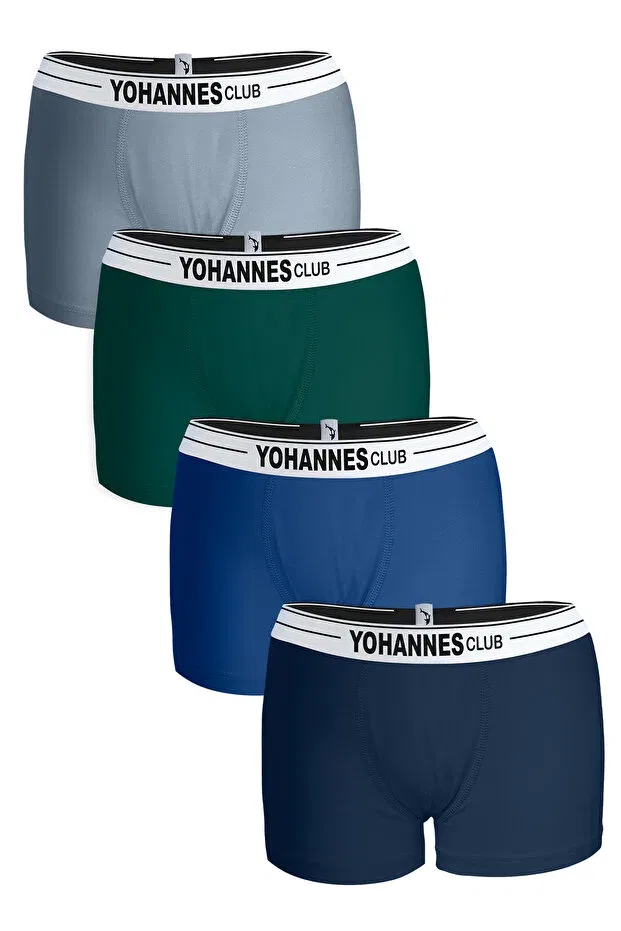 Детские боксеры для мальчиков хлопковые 4 шт Yohannes Club, Cloud Blue Olive Green Cobalt Blue Navy Blue