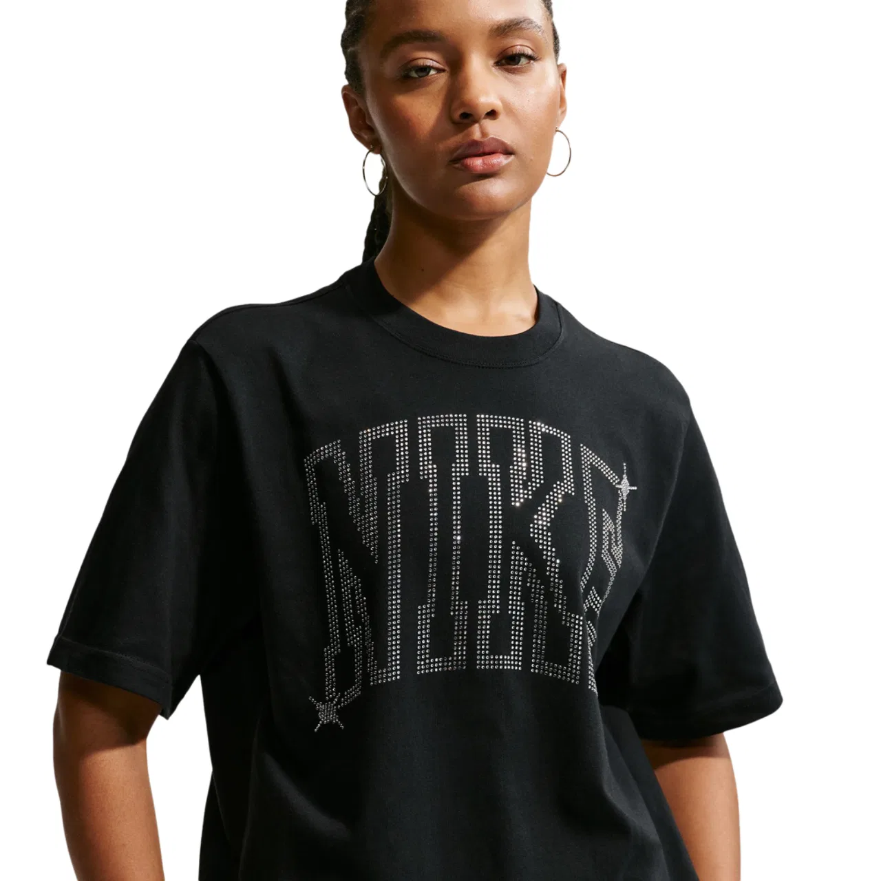 Футболка женская Rhinestone Graphic Boxy Nike, черный