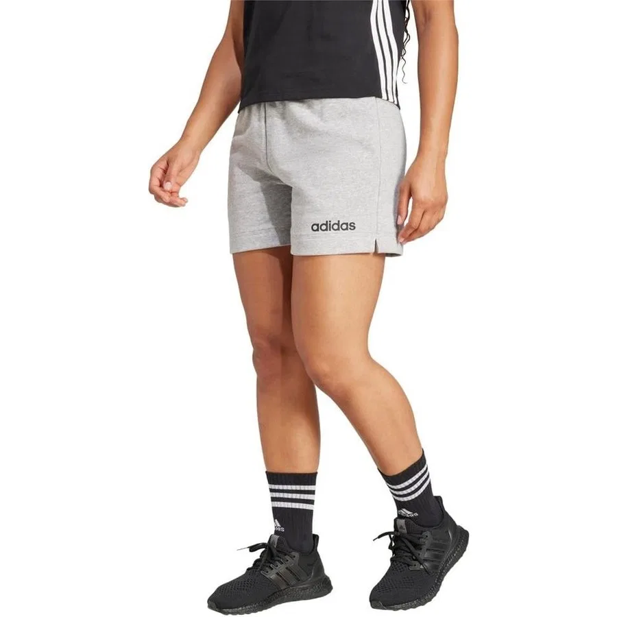 Шорты спортивные с завязкой на поясе adidas W LIN FT SHO JD4960, Серый — фото 4