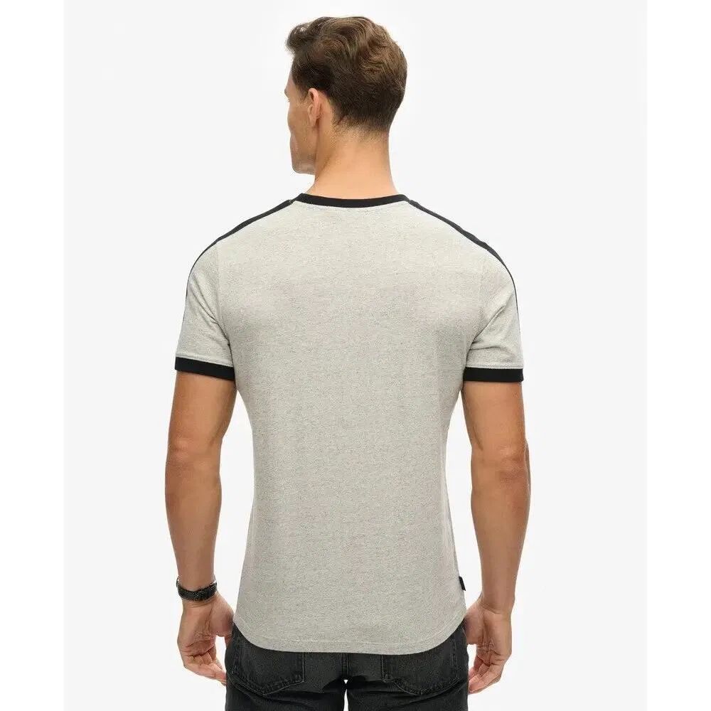 Мужская футболка с принтом Retro Essential Logo Superdry, Grau Schwarz — фото 4