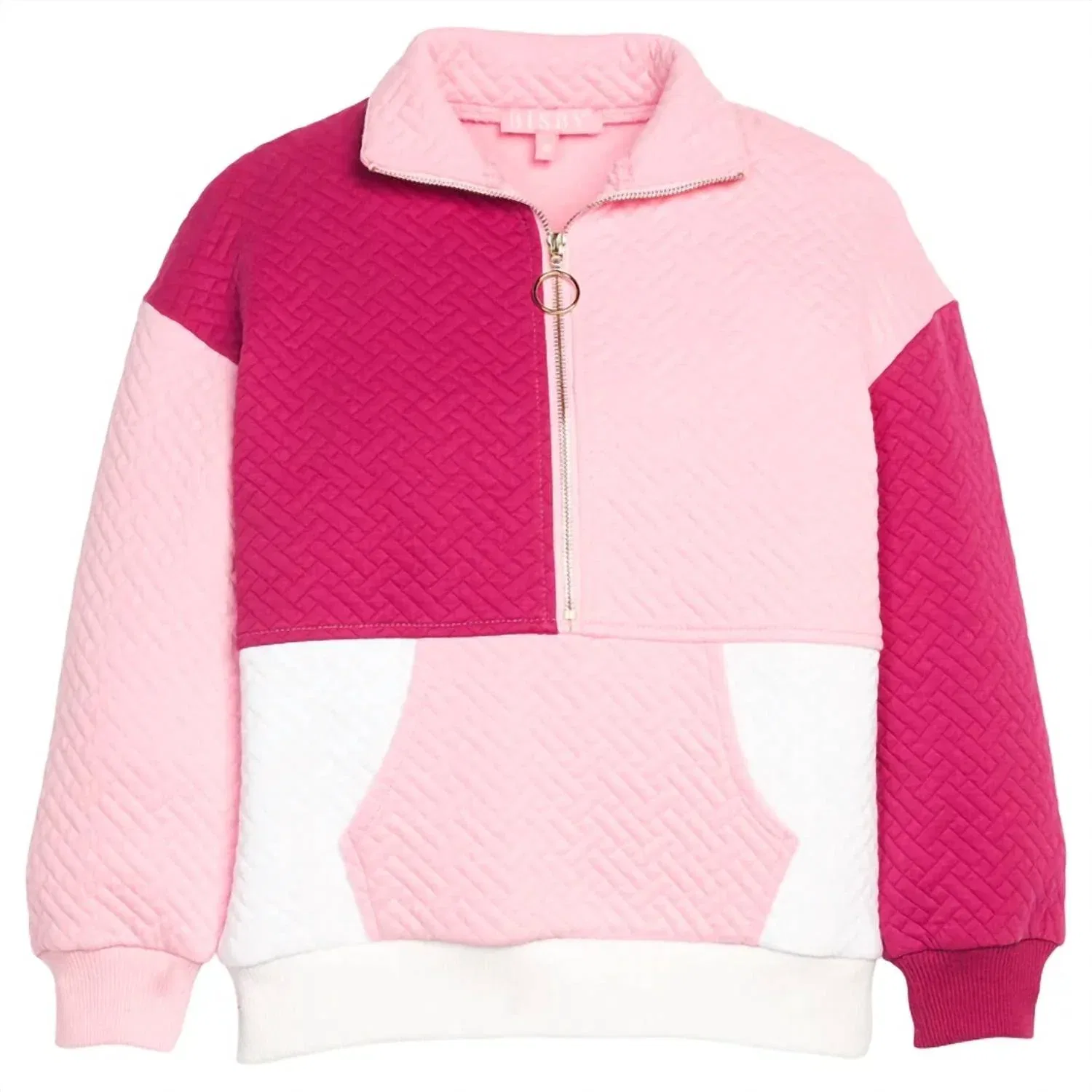 Детский свитшот с цветными блоками Color Block Bisby, Pink/Cranberry — фото 2