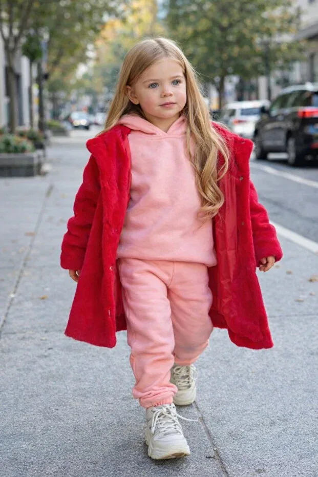 Детский спортивный костюм для девочек с принтом Alara Reyhan, Pink And Red — фото 2