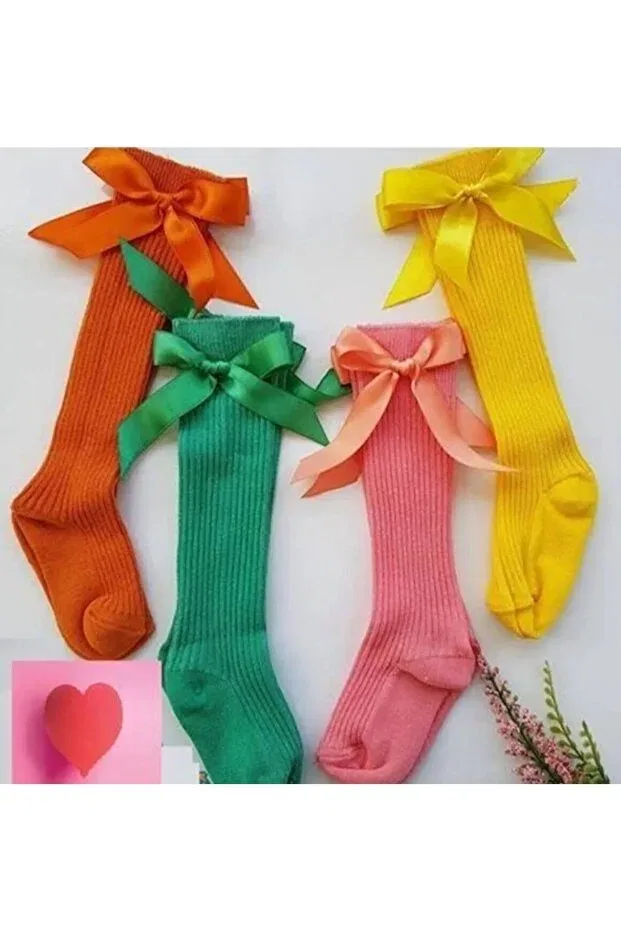 Детские гольфы для девочек с бантом Özkardeşler Baby, Orange Green Pink Yellow