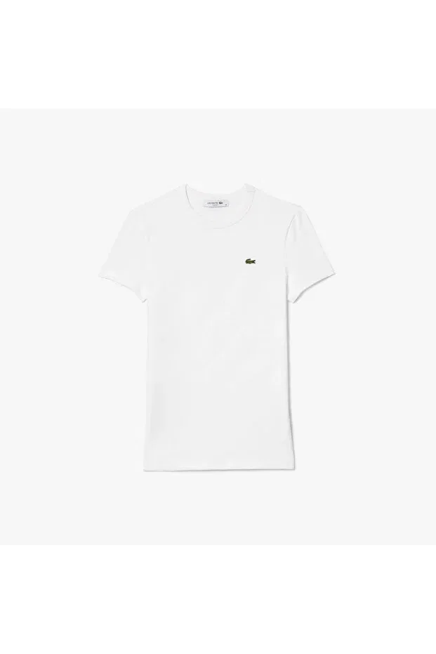 Футболка Lacoste White, приталенный крой, однотонная — фото 4