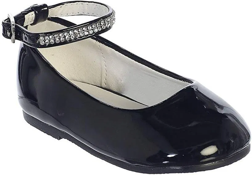 Детские туфли Мэри Джейн с блестками и ремешком на щиколотке iGirlDress, Black