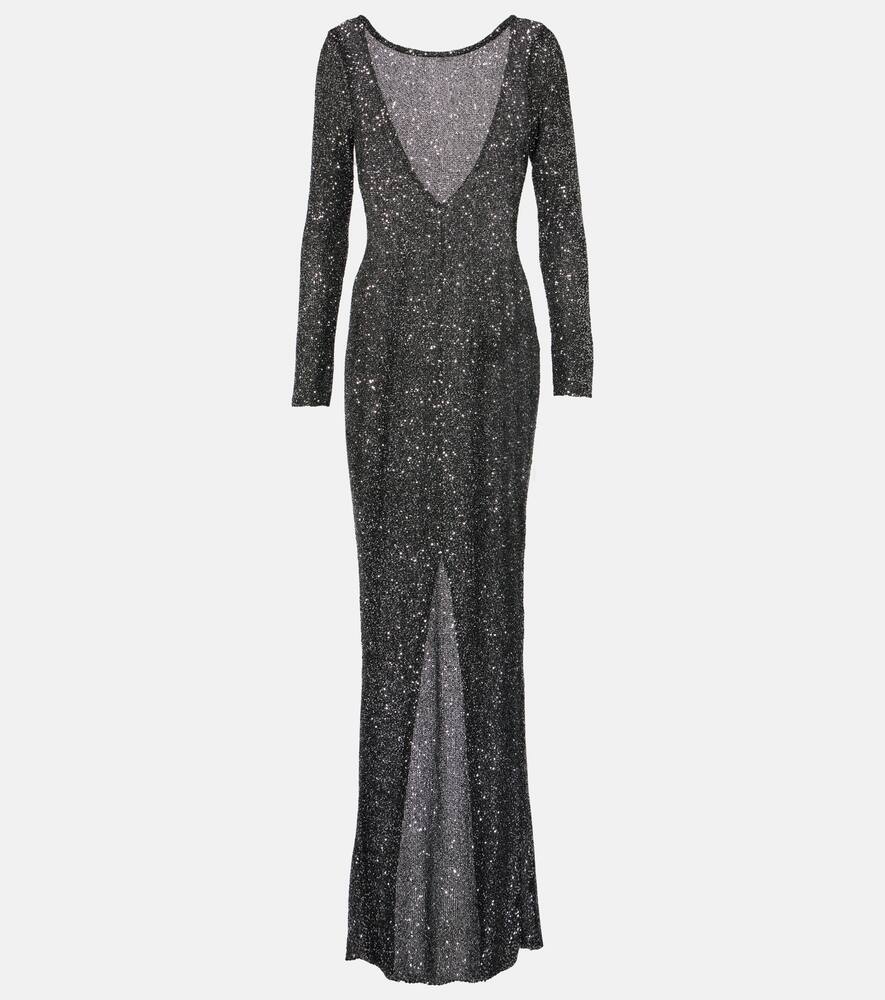 

Блестящее платье с открытой спиной Alessandra Rich, Black-Silver