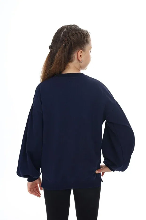 Детские свитшот для девочек с длинным рукавом Toontoy, Navy Blue — фото 4
