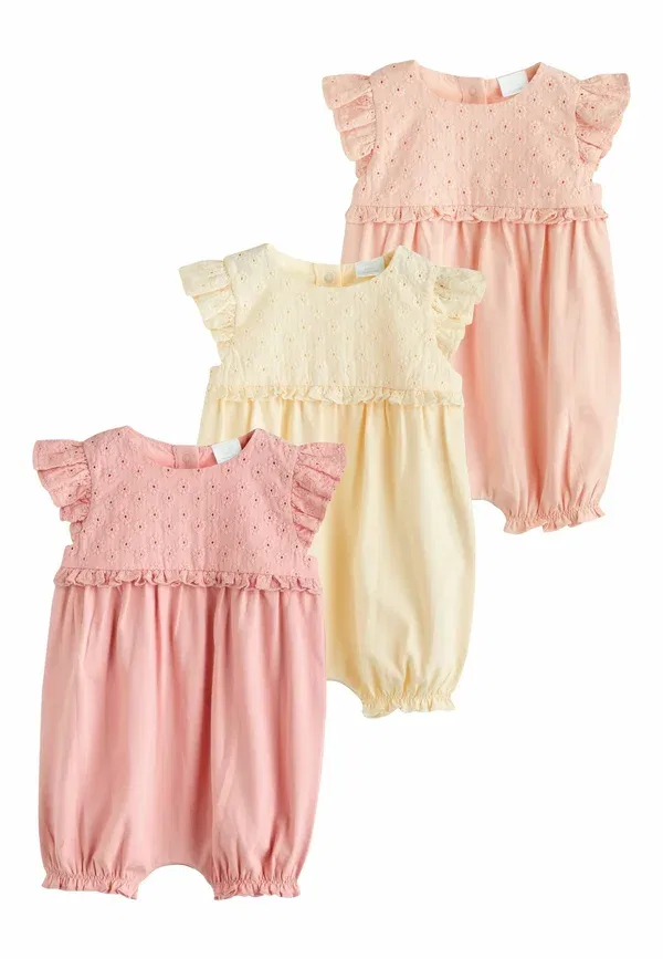Комплект из 3 комбинезонов с вышивкой Regular fit - broderie 3 pack, Next, розовый