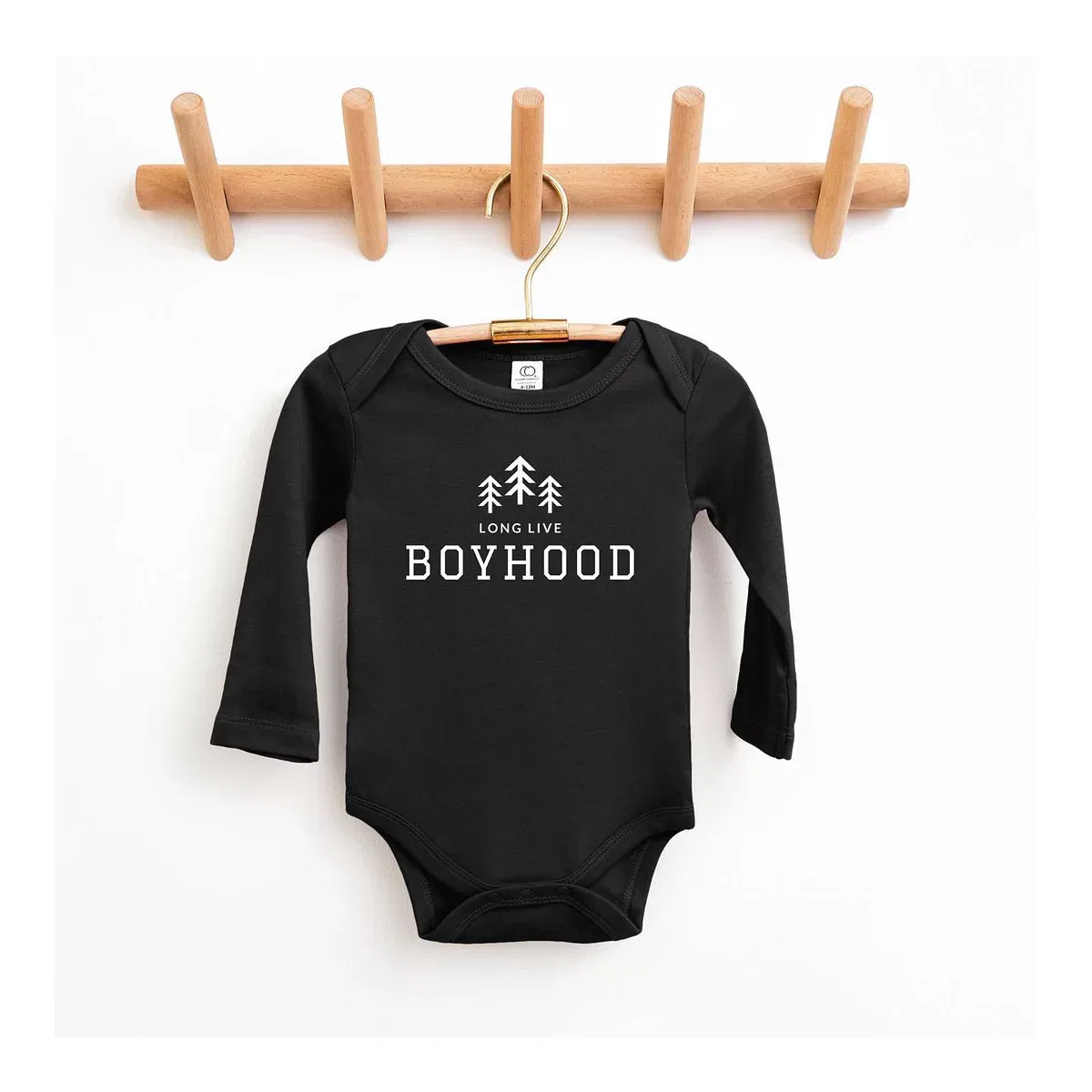 Детское боди с длинным рукавом Long Live Boyhood The Juniper Shop, Black