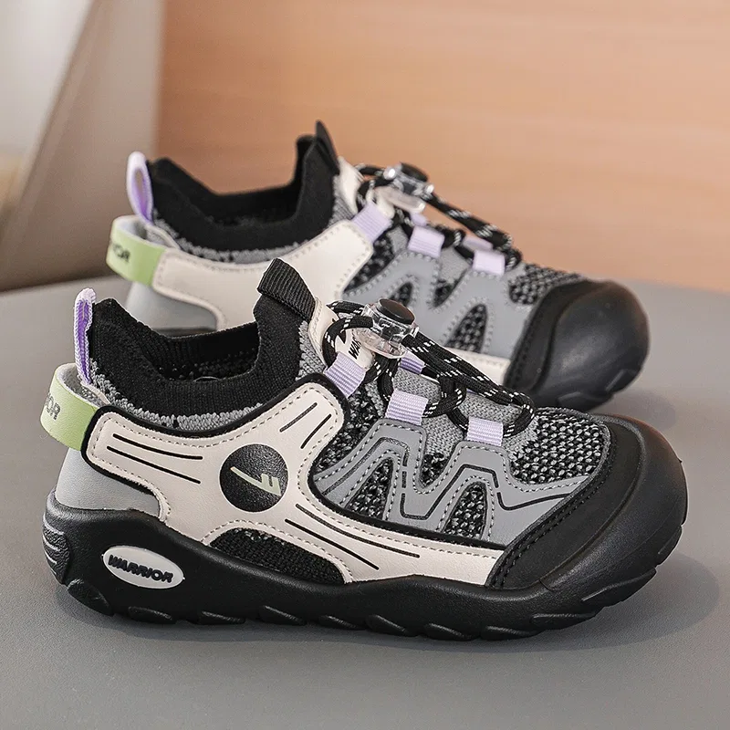 Детские повседневные кроссовки из текстиля и экокожи Black Gray Ecru WARRIOR — фото 3