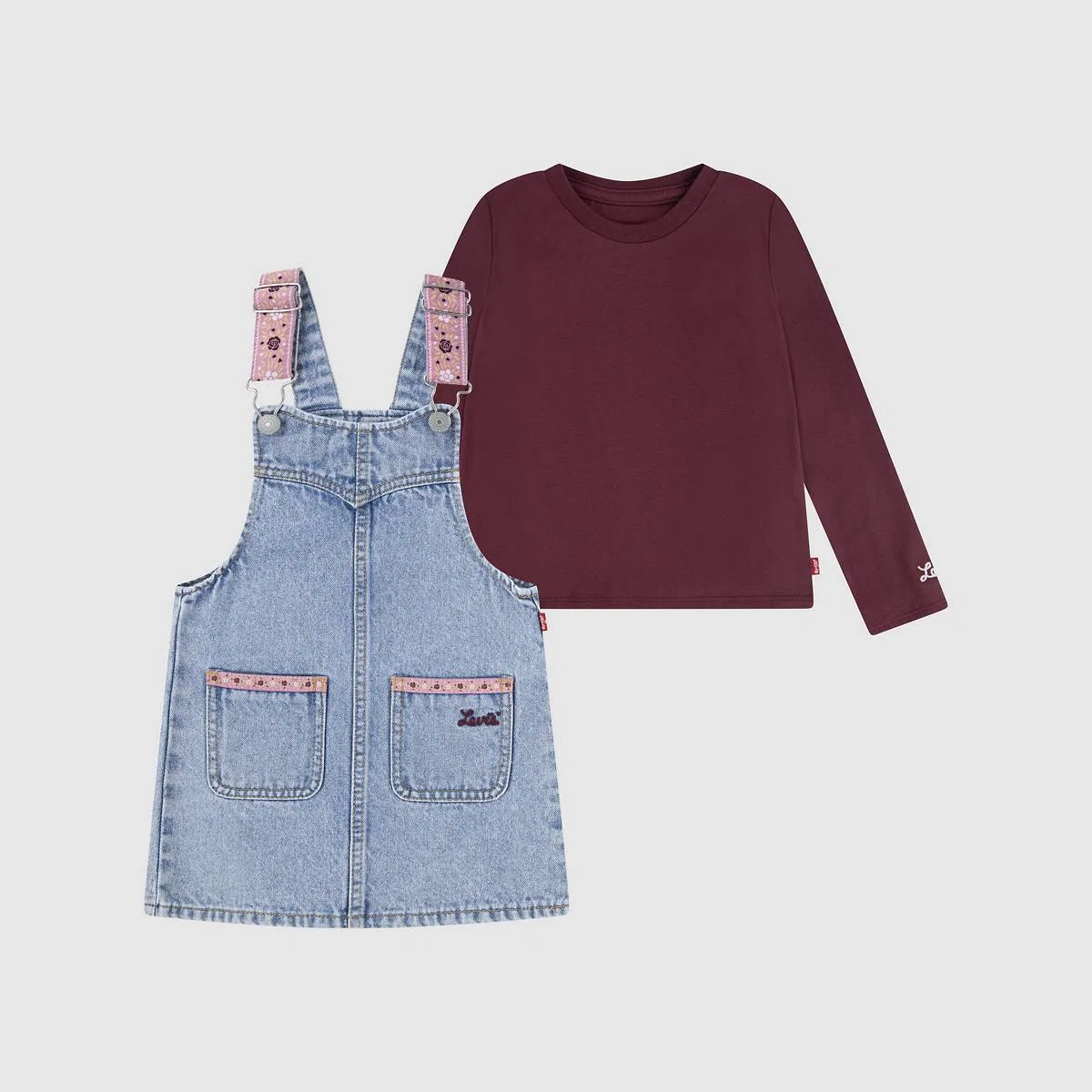 Комплект «юбка-комбинезон» в западном стиле для девочек 2-4 лет Levi's, Chocolate Truffle - Brown — фото 3