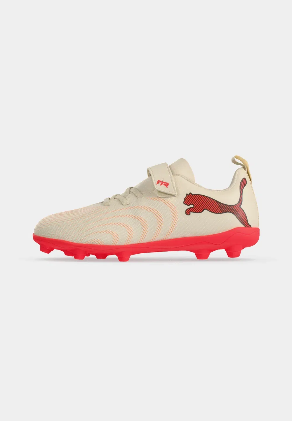 Футбольные бутсы Future 9 play fg/ag jr unisex для искусственных газонов Puma, Sugared Almond/White/Ultra Red/Black — фото 2