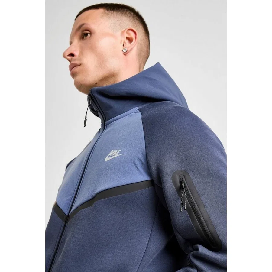Свитшот мужской с капюшоном и молнией Tech Fleece Mix Full Zip Windrunner Hoodie Nike, Зеленый — фото 4