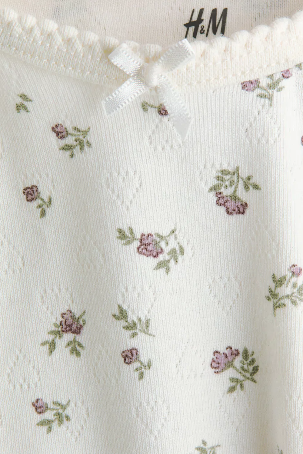 Комплект из 2 ажурных боди из хлопка H&M, Mattlila/Geblümt — фото 2