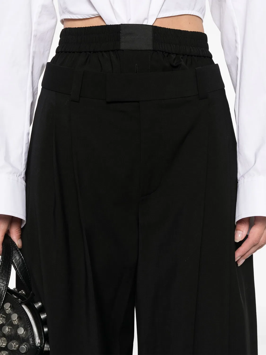 Широкие брюки с боковым деталированием Alexander Wang, черный — фото 4