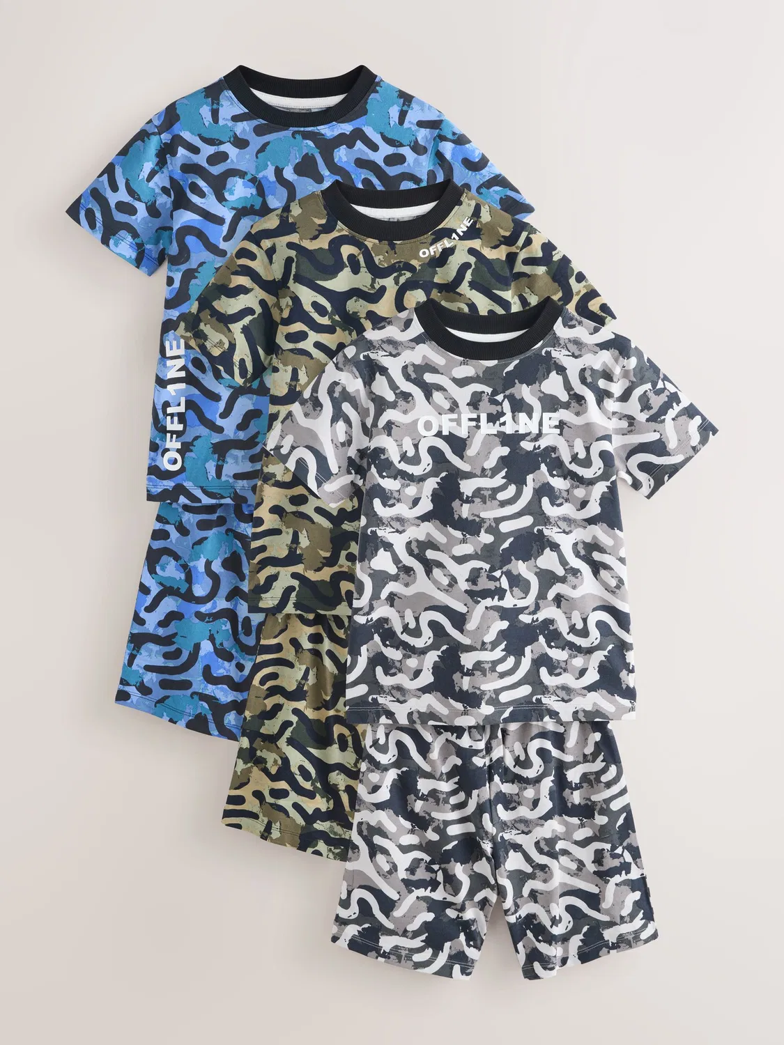 Пижама, 3 предмета, Camo Offline Next, синий/серый/черный