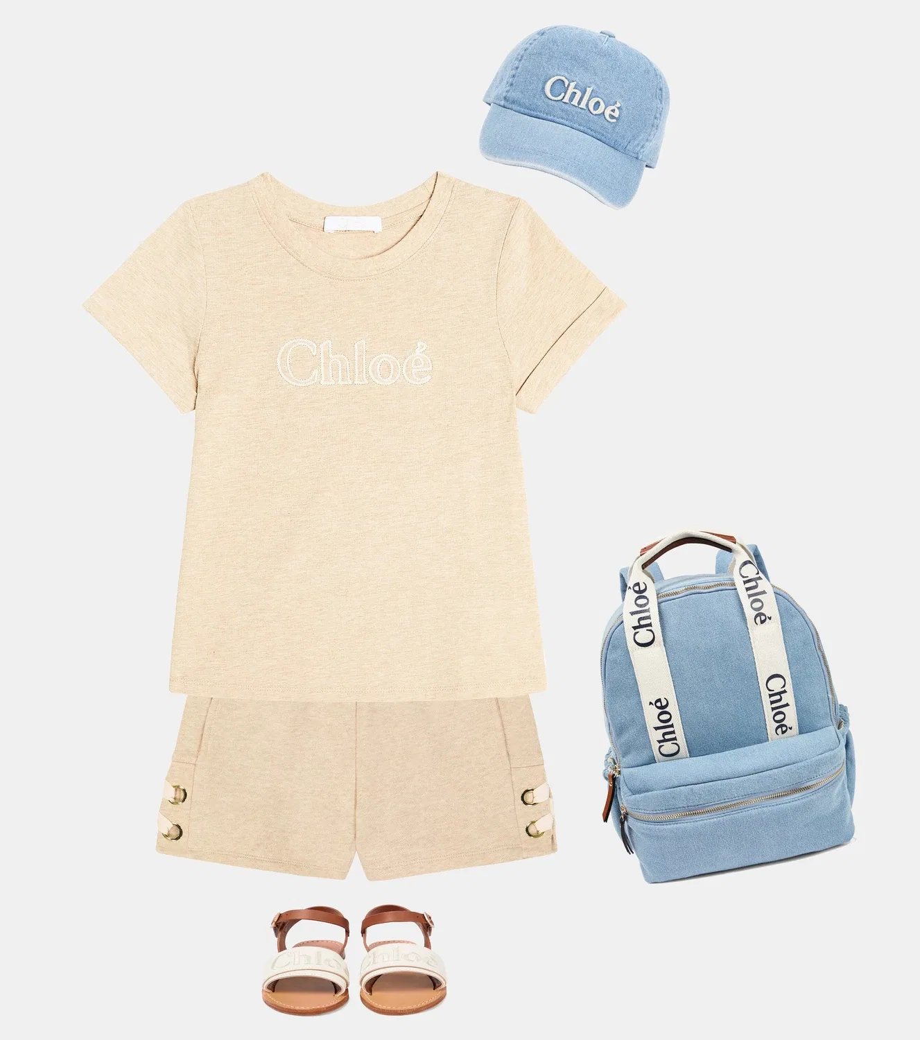Шорты хлопковые Chloé Kids, бежевый — фото 2