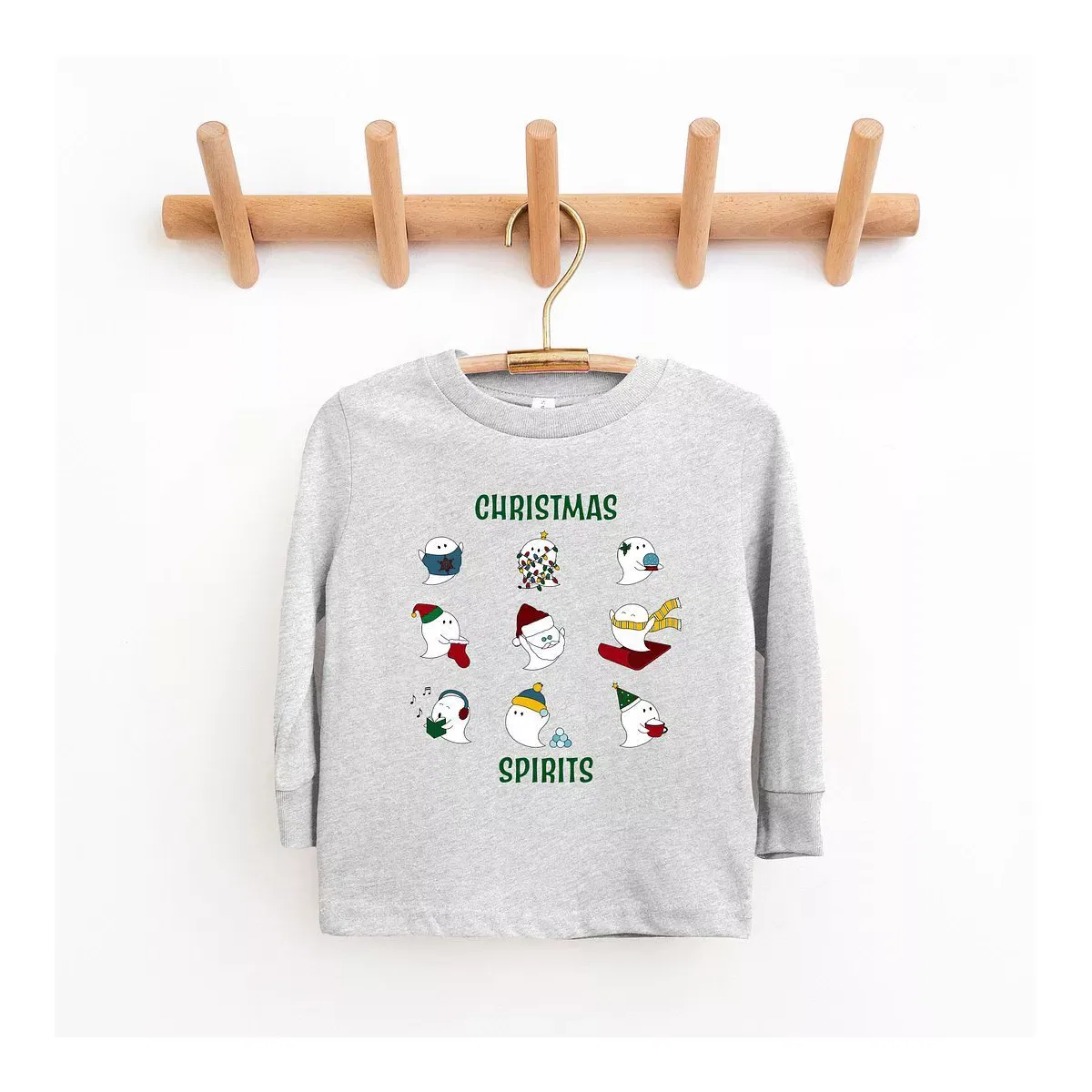 Детский лонгслив с длинным рукавом Christmas Spirits Green Words The Juniper Shop, White