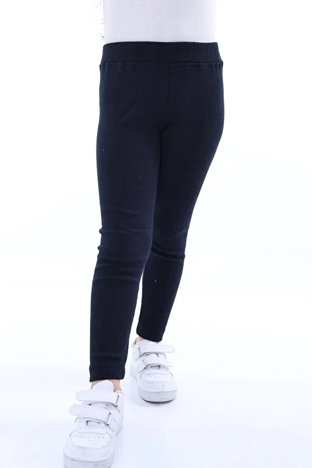 Детские леггинсы для девочек хлопковые с принтом Basics Kyex, Dark Navy Blue — фото 3