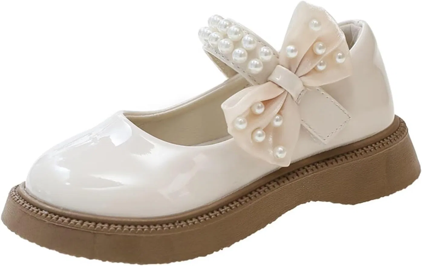 Детские туфли для девочек с бантом TangDao, White