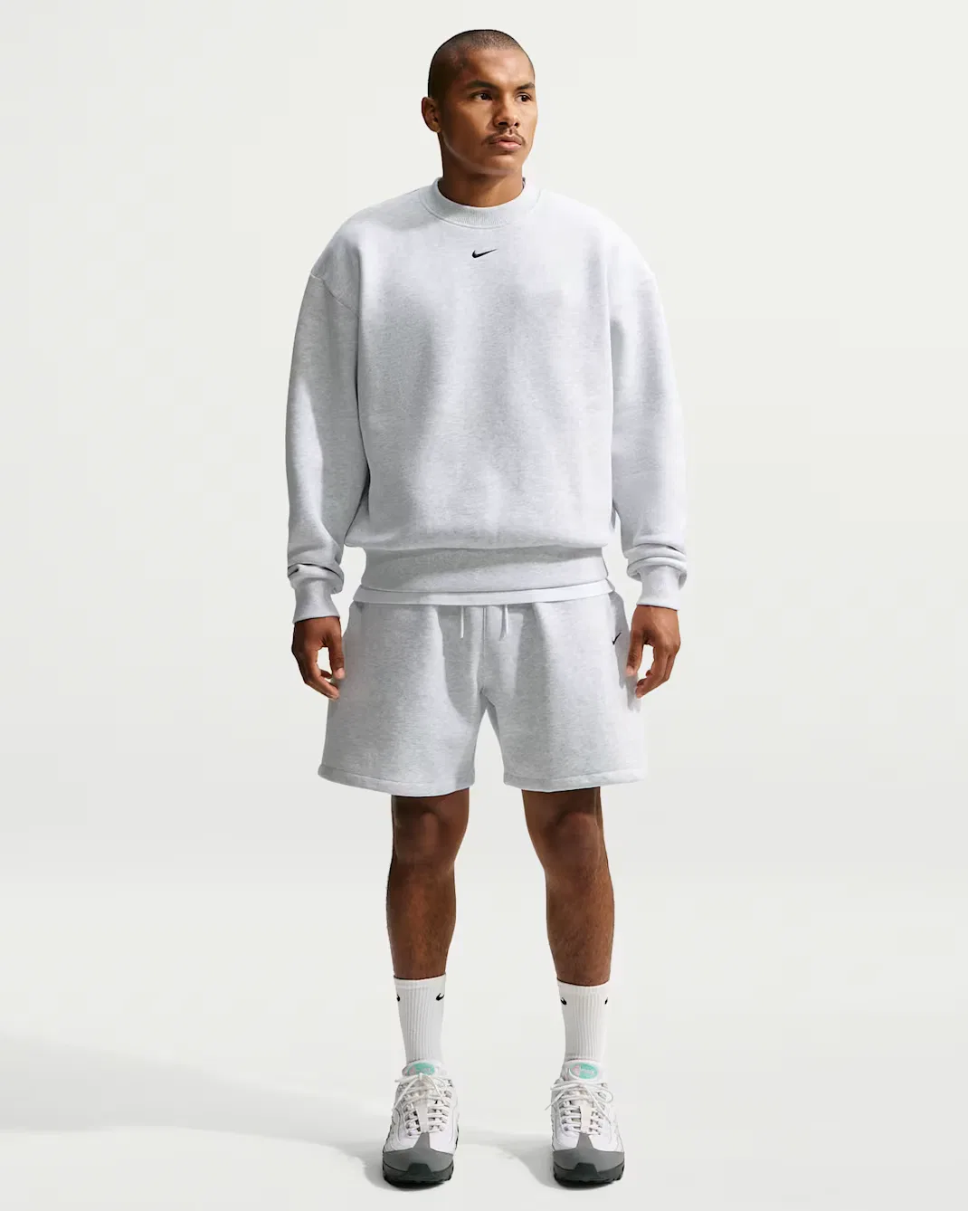Мужская толстовка с круглым вырезом Nike Solo Fleece, Birch Heather/Black — фото 4