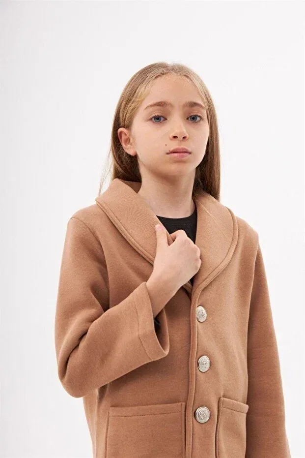 Детский пиджак для девочек с водоотталкивающей пропиткой Basics Hilal Akıncı Kids, Brown — фото 3