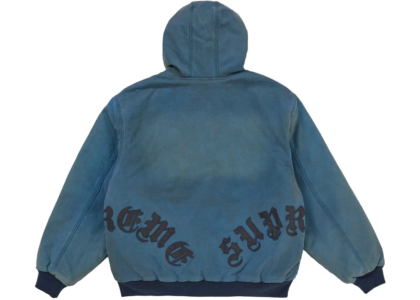 Мужская куртка с капюшоном и кожаной аппликацией Supreme Leather Applique Hooded Work, темно-синий — фото 3