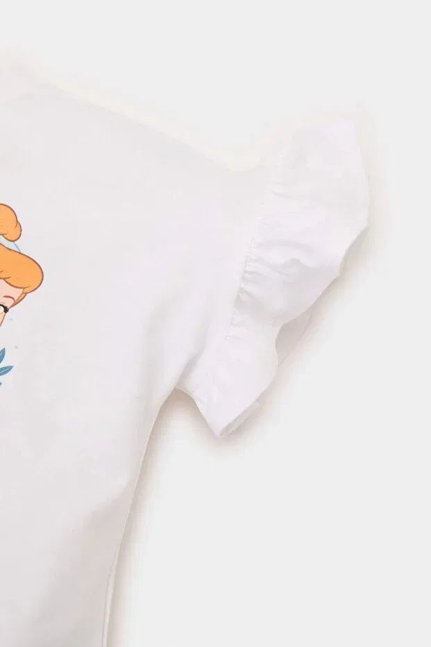 Детская футболка для девочек хлопковая Disney Princess Defacto, White-Wt34 — фото 3