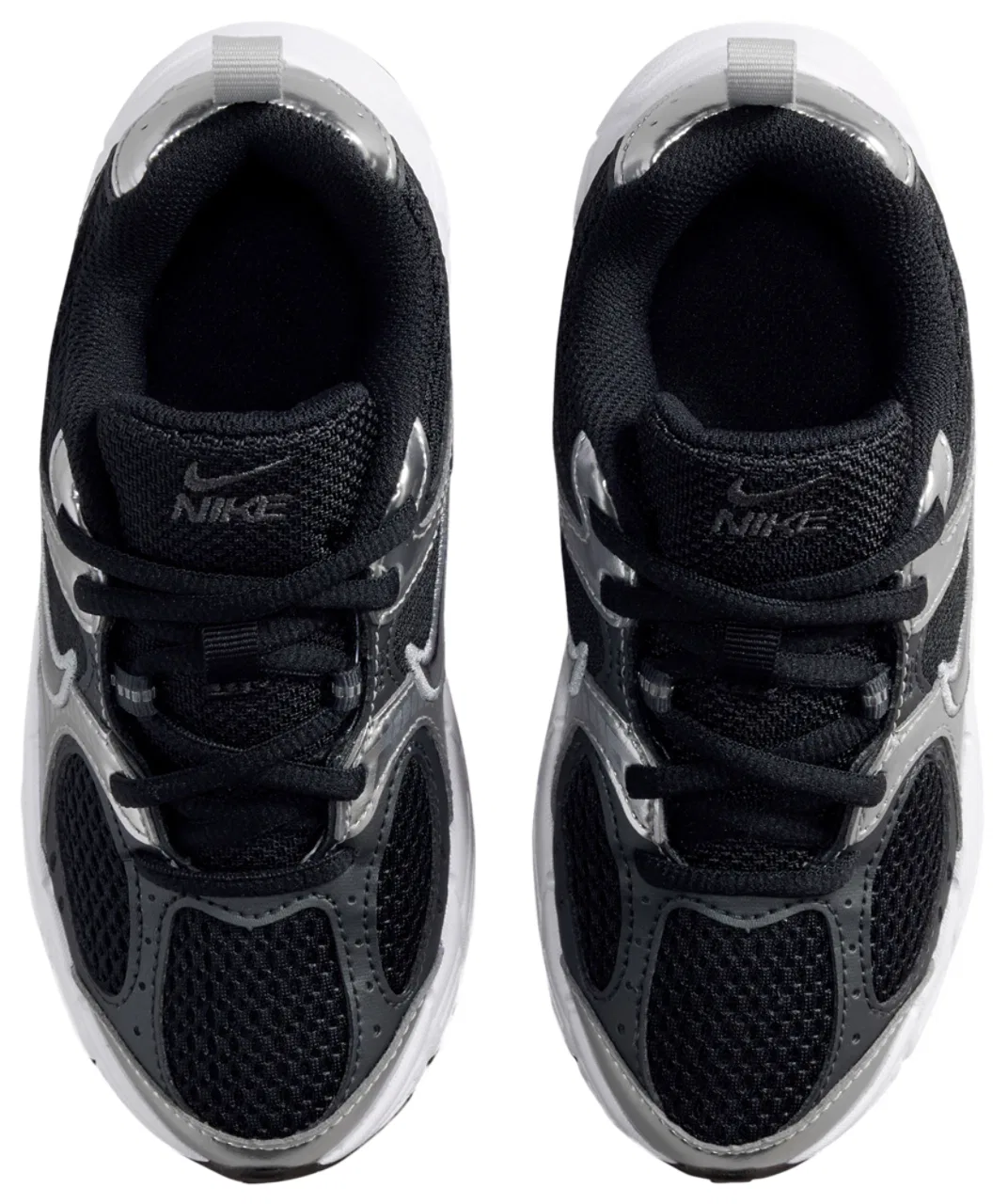 Детские кроссовки для мальчиков с эластичными шнурками V5 RNR Lace Nike, Black Metallic Silver White — фото 4