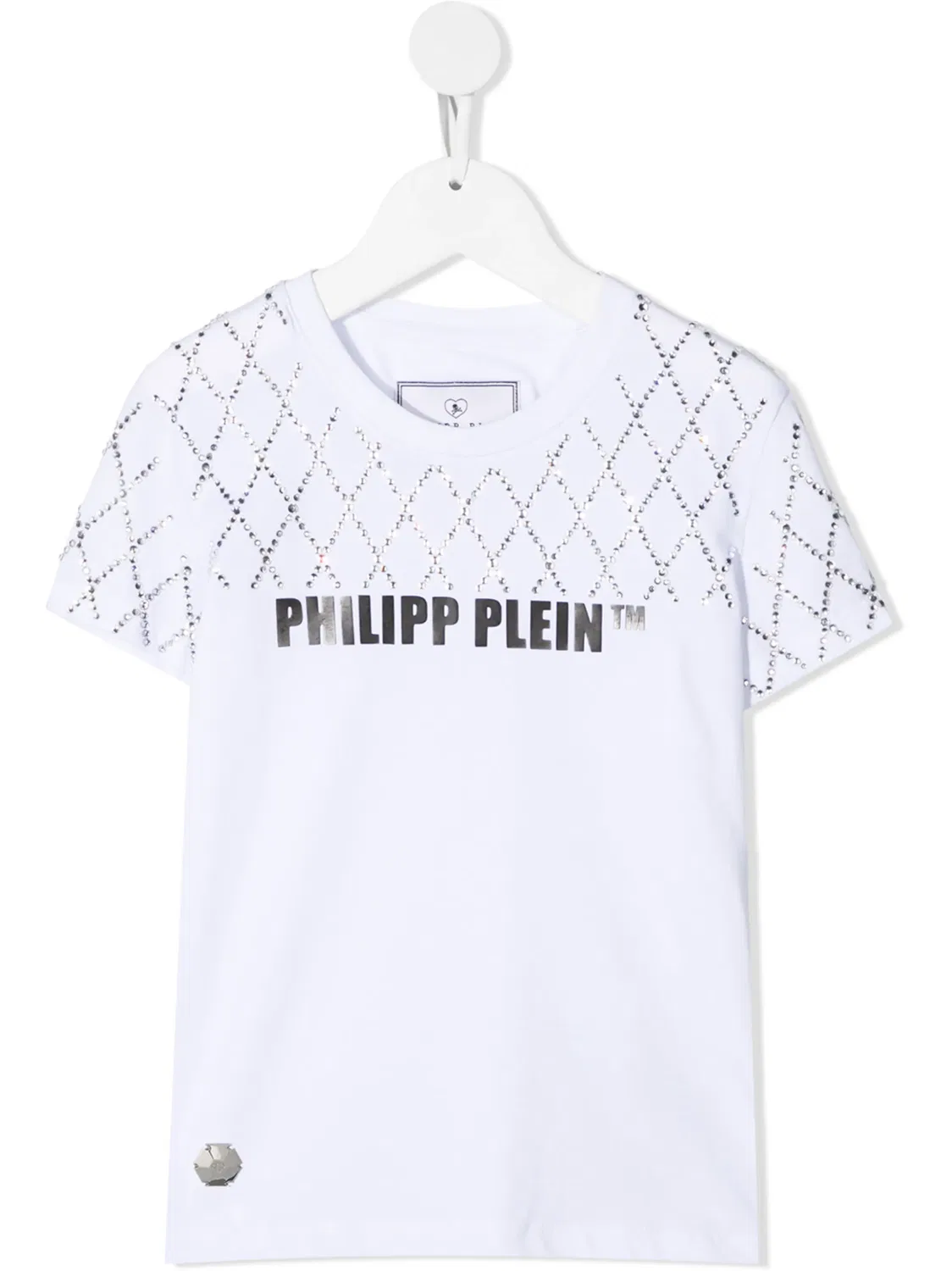 Футболка с коротким рукавом, украшенная стразами Philipp Plein, белый