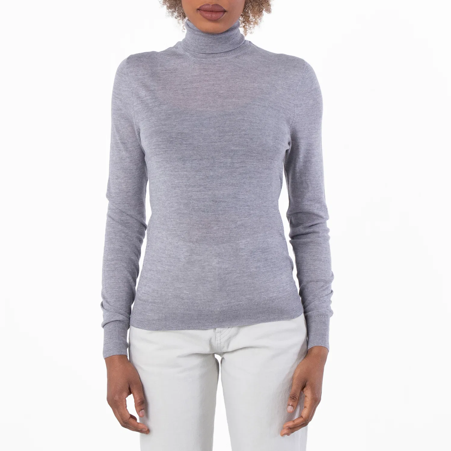 Свитер с высоким воротом Grey Wool Turtleneck Saint Laurent, Gris Chine