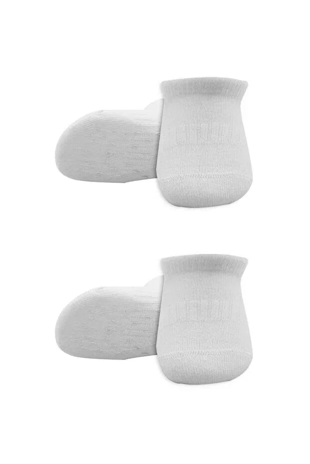 Детские носки хлопковые Organic Baby Kids 2-Piece Basic Combed Cotton Non-Slip Sneakers Socks Bistyle, White-White — фото 4