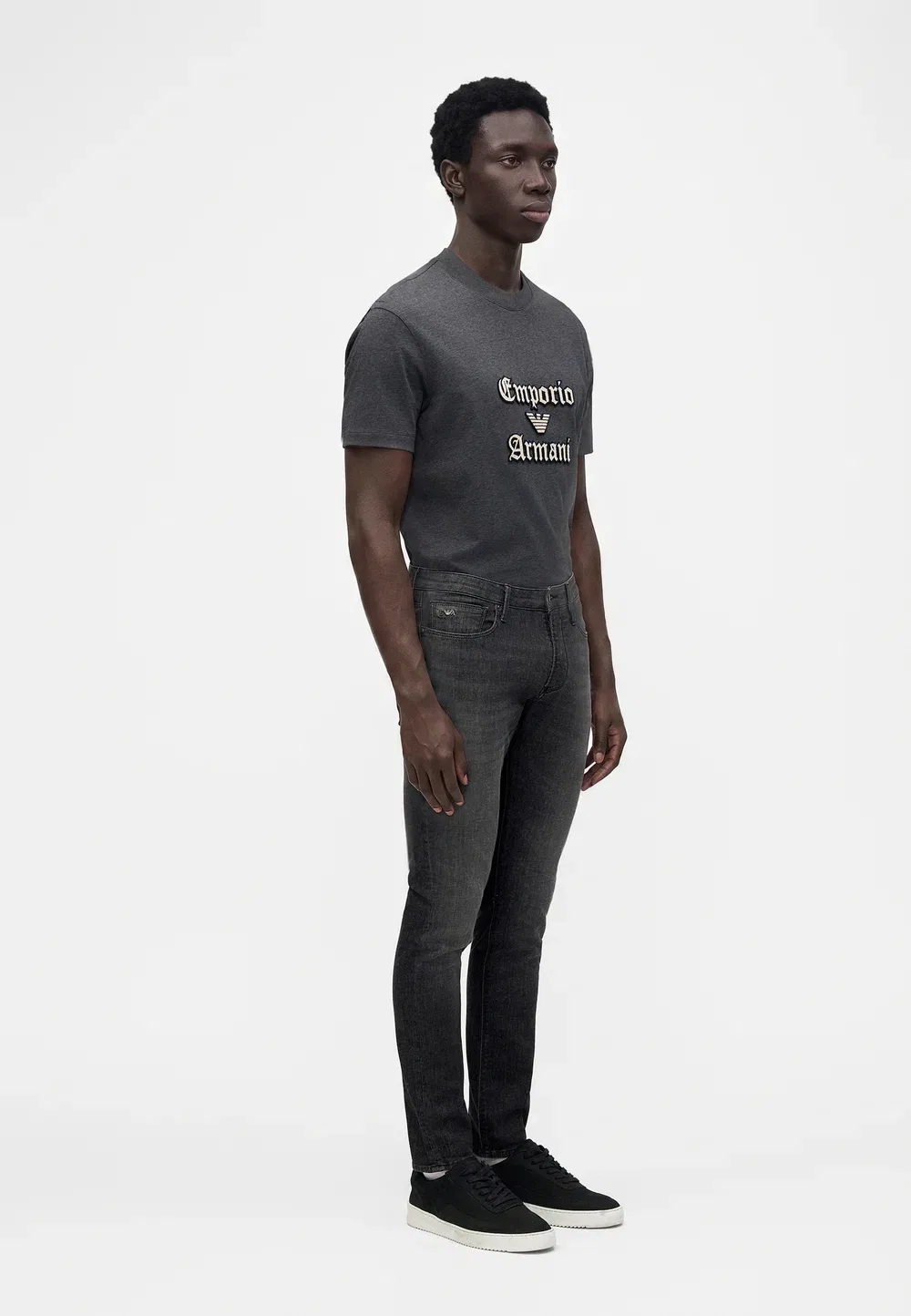 Брюки с карманами - джинсы зауженного кроя Emporio Armani, Medium Grey Denim — фото 4
