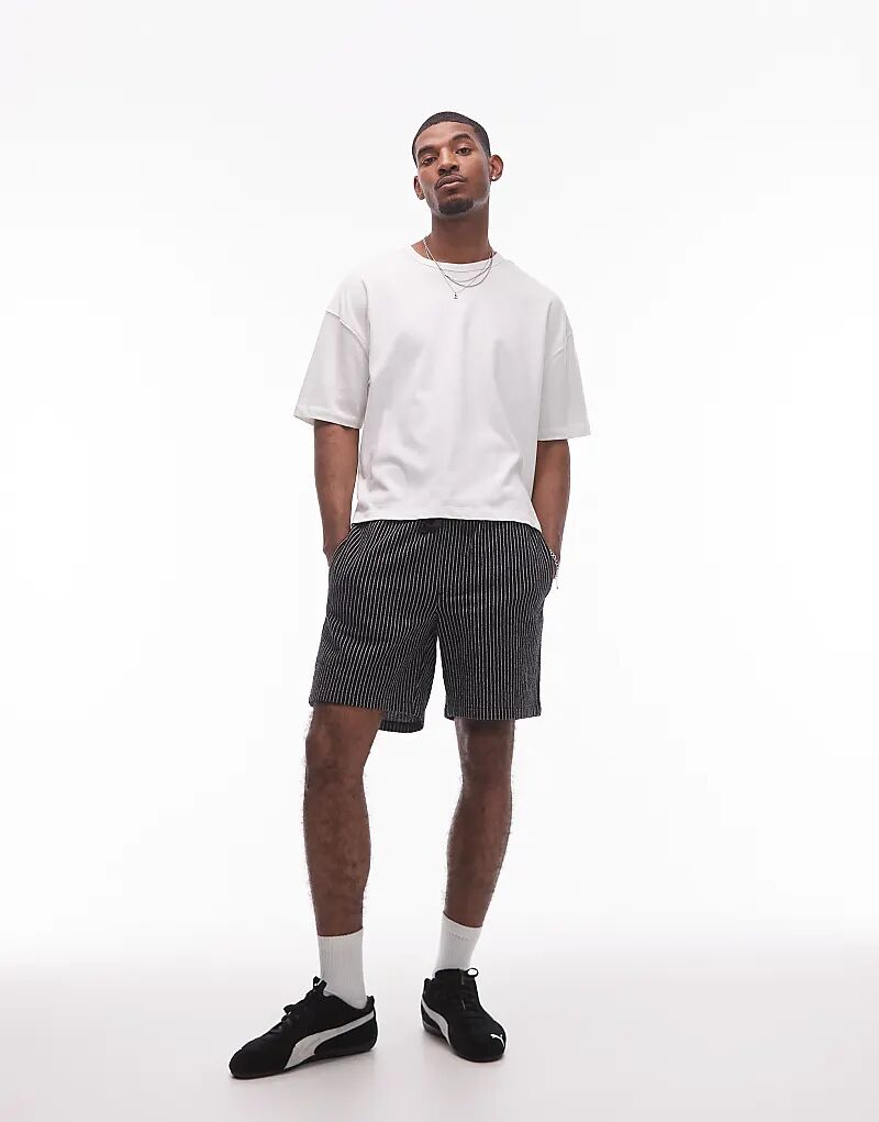 

Мешковатые полосатые шорты Topman черного цвета