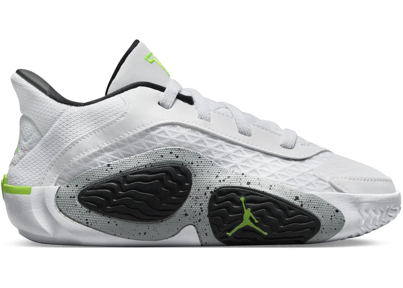 Детские кроссовки для мальчиков с высокой производительностью Jordan Tatum 2 Jordan, White/Black/Wolf Grey/Electric Green