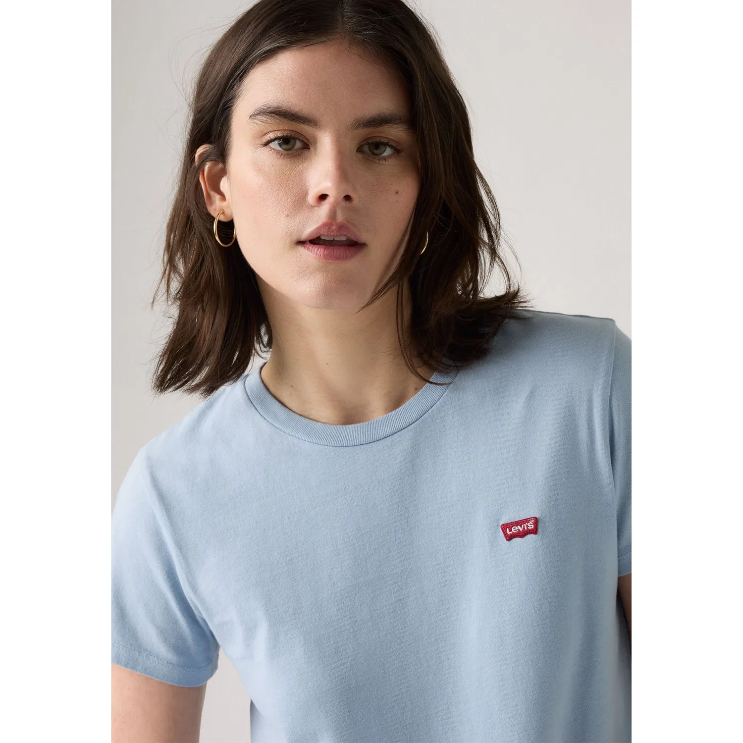 Женская хлопковая футболка Levi's, Chambray Blue — фото 4
