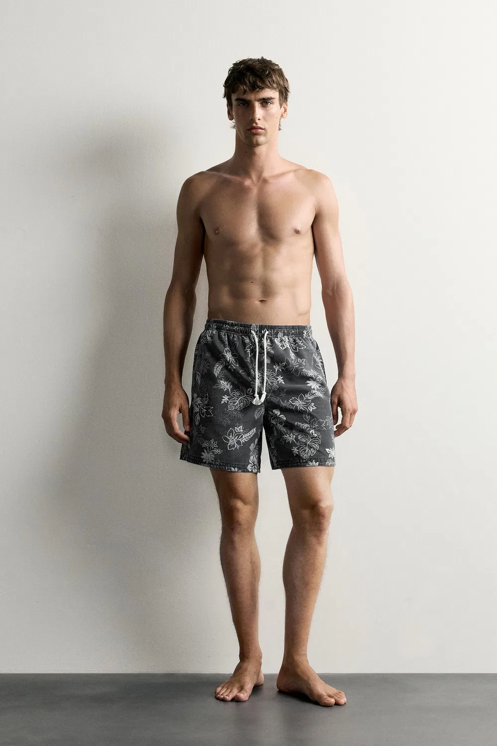 Длинные плавки с цветочным принтом ZARA, Navy blue