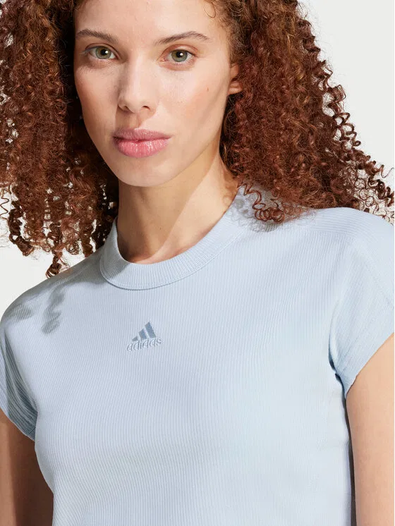 Футболка slim fit Lounge Adidas, светло-голубой — фото 4