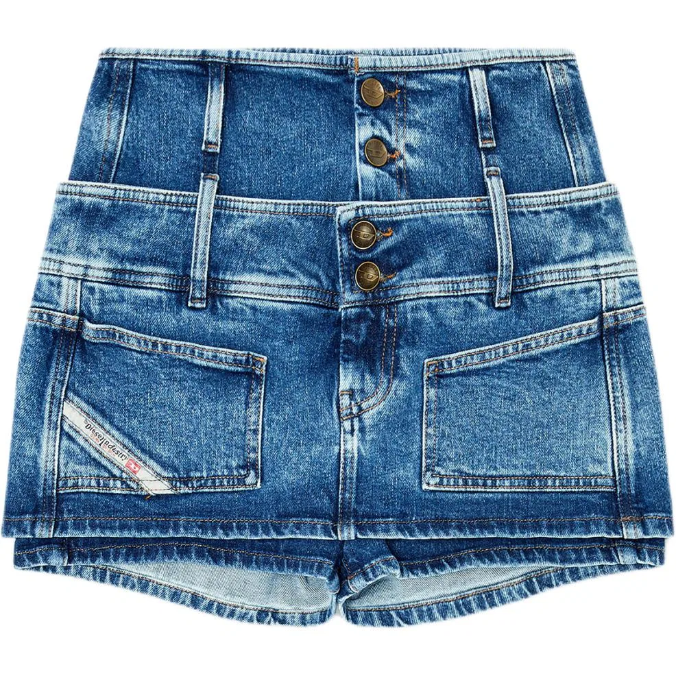 Женские джинсовые шорты прямого кроя DIESEL, Medium Blue