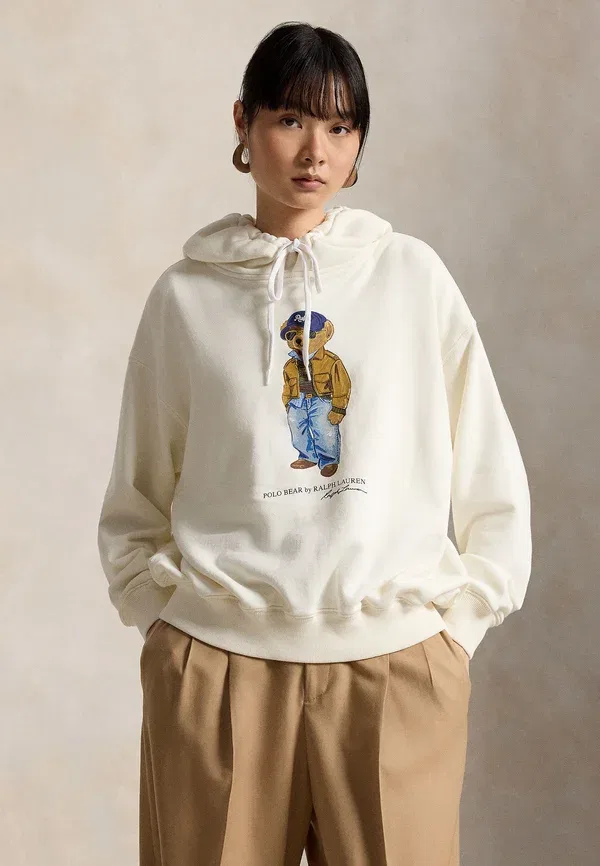 Худи с принтом Polo bear lightweight hoodie, Polo Ralph Lauren, Warm White, белый