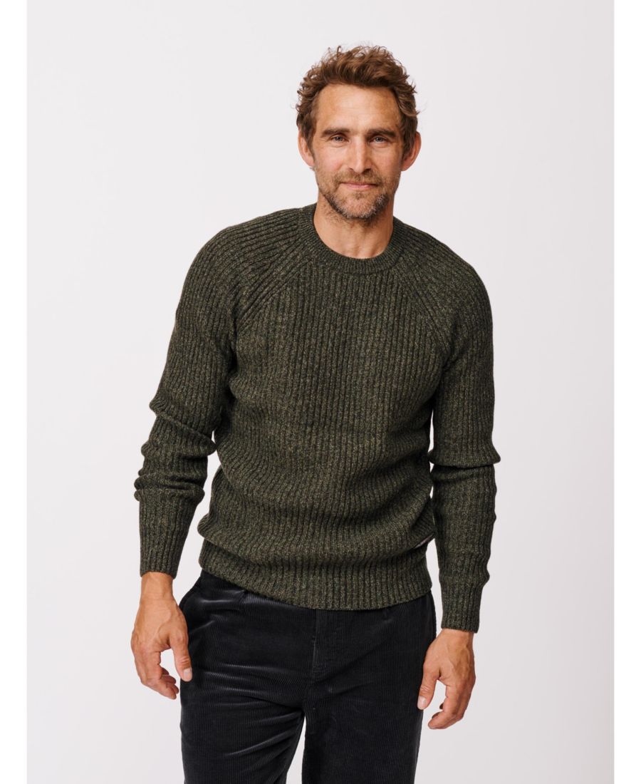 

Мужской свитер Ray Fisherman с ребристым воротником-стойкой Aubin, Dark khaki mix