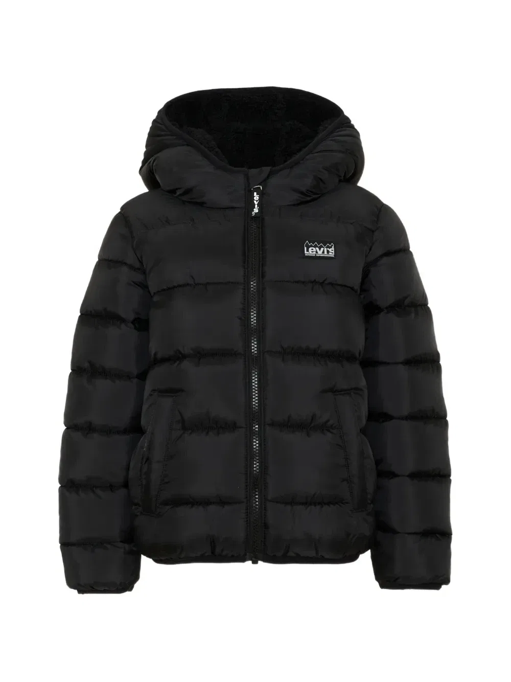 Пуховик с капюшоном и нашивкой-логотипом Levi'S Kids, черный