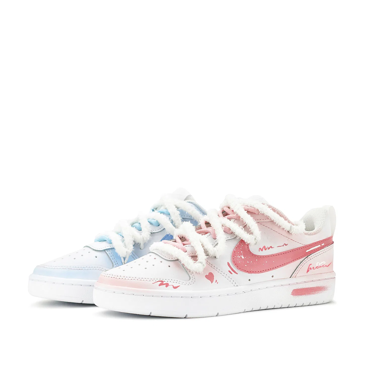 Детские кроссовки для скейтбординга с текстурой из кожи Nike Court Borough, Pink Blue — фото 4